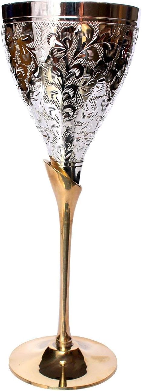 Stonkraft Engraved Silver Plated Pure Brass Premium Goblet C