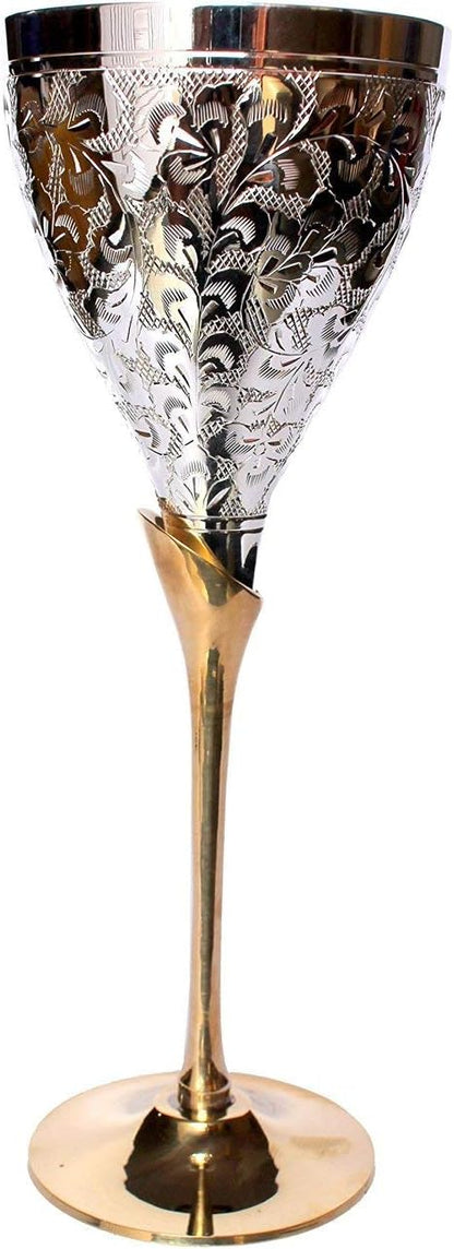 Stonkraft Engraved Silver Plated Pure Brass Premium Goblet C