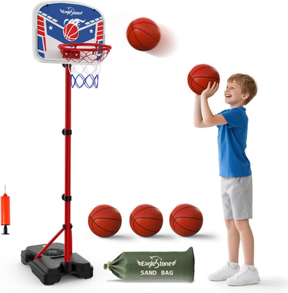 EagleStone Kids Adjustable Height Basketball Hoop with Stand