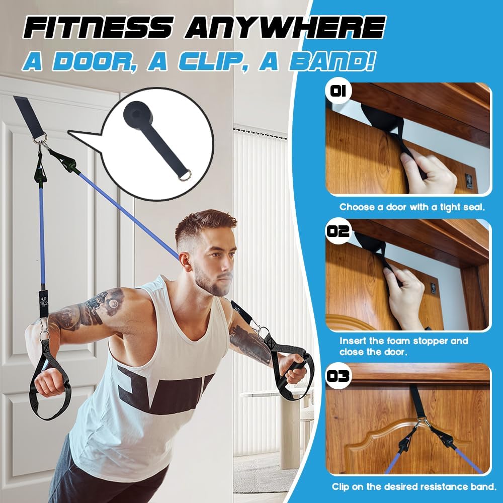 Pilates Bar Kit with 180LBS Resistance Bands(20,30,40 LB),21PCS Pilates Equipment Exercise Bar with Ab Roller, Portable Home Gym Fitness Pilates Bar for Women & Men