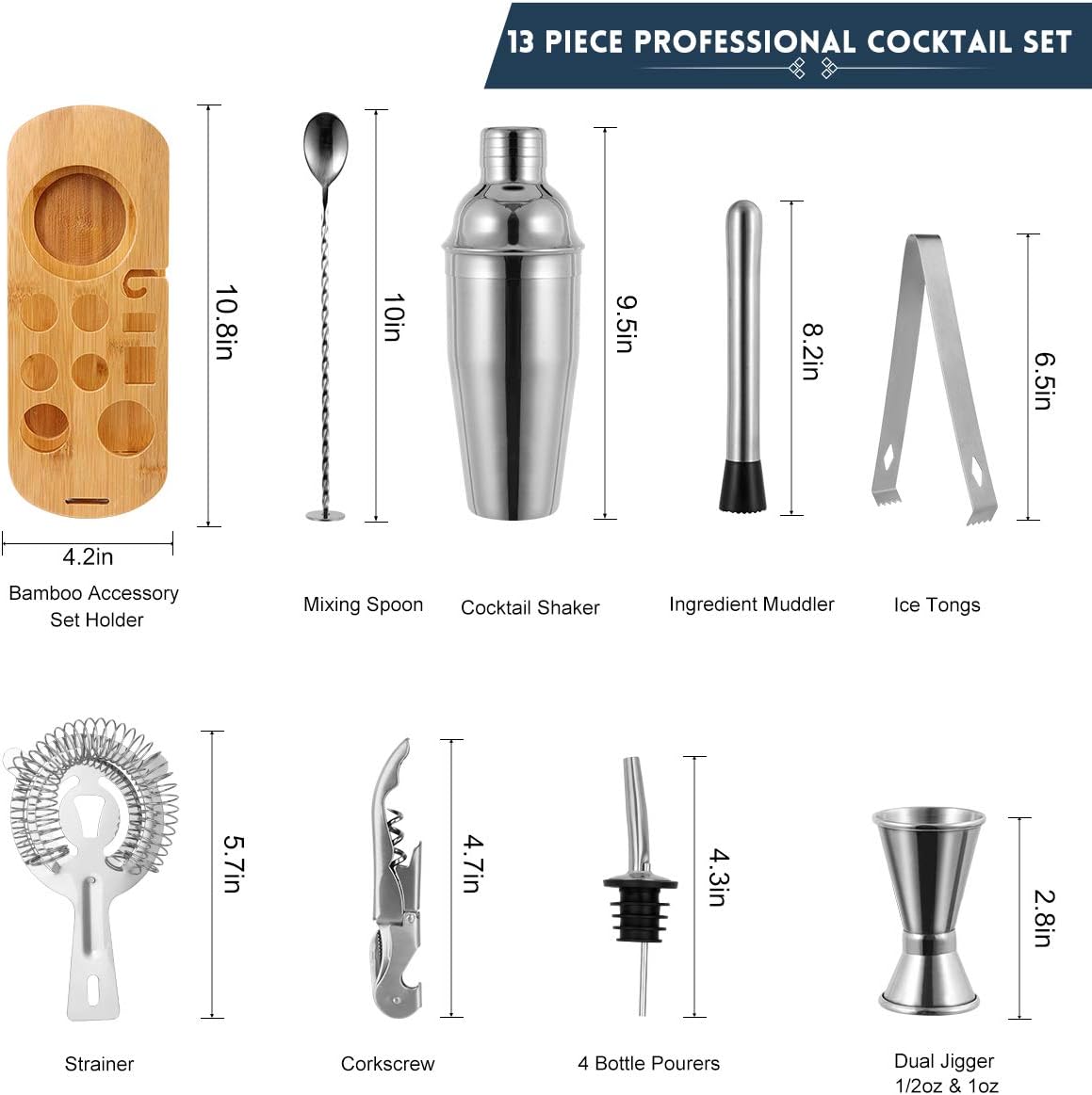 12-Piece Cocktail Shaker Set with Stand