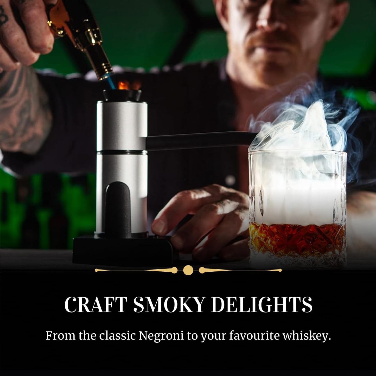 Alchemy Cocktail and Food Smoke Infuser with Wood Chips. Portable Kitchen Smoking Gun. Indoor Smoker Kit. Smoke a Drink - Whiskey Old Fashioned, Bourbon. Smoke Food - Cheese, Meat, Fish