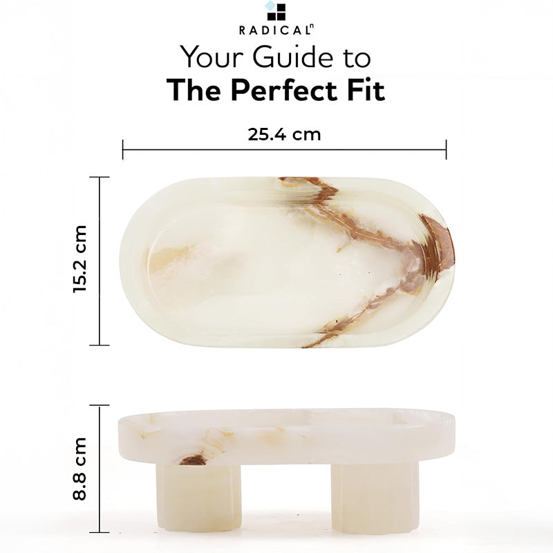 Marble Pedestal Oval Tray