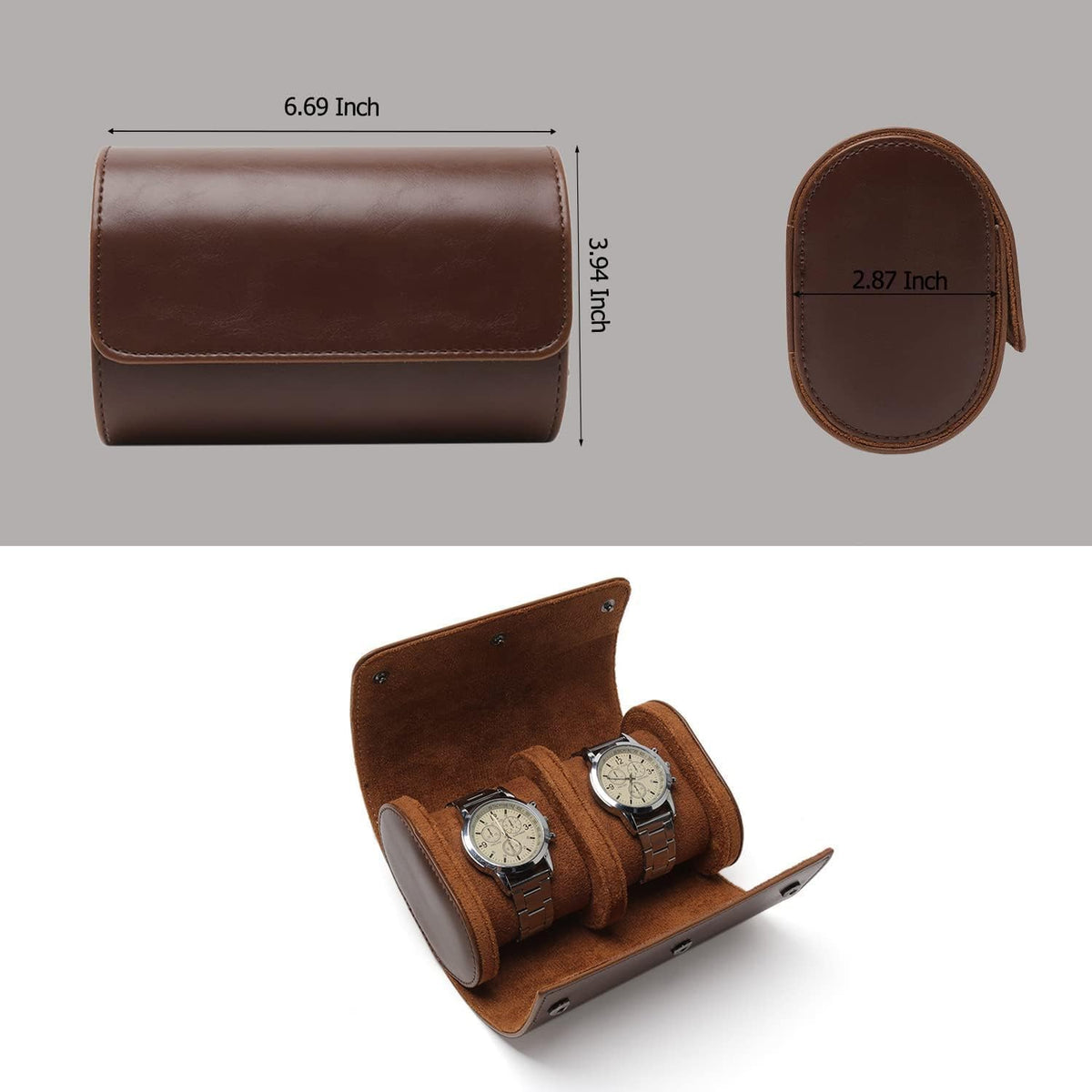 Watch Travel Case Handmade Leather Watch Rolls Box for Man T