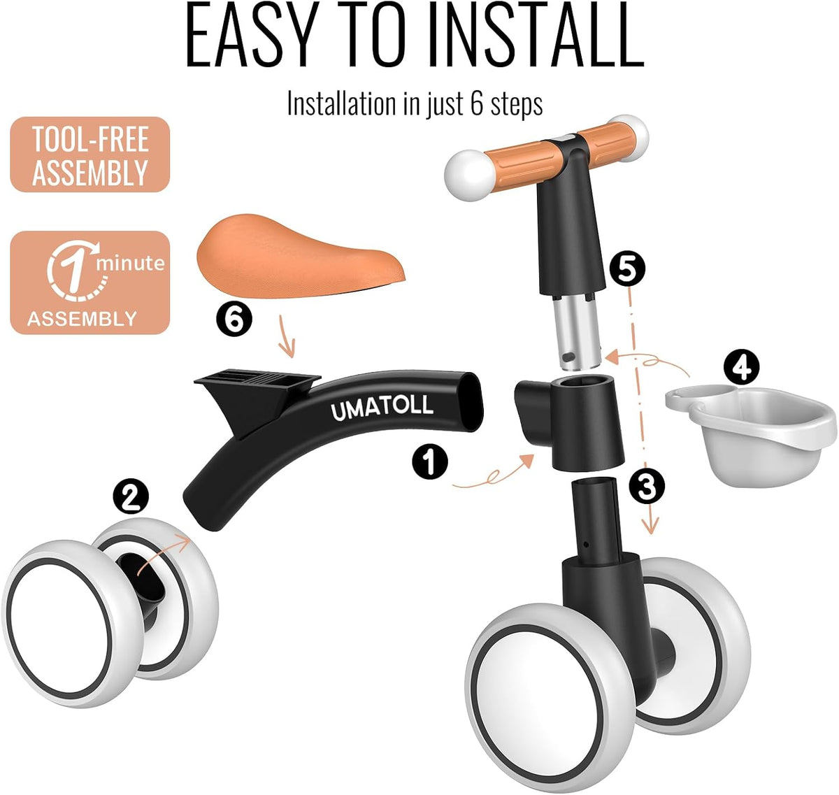 Umatoll Baby Balance Bike for 1 Year Old Boy Girl