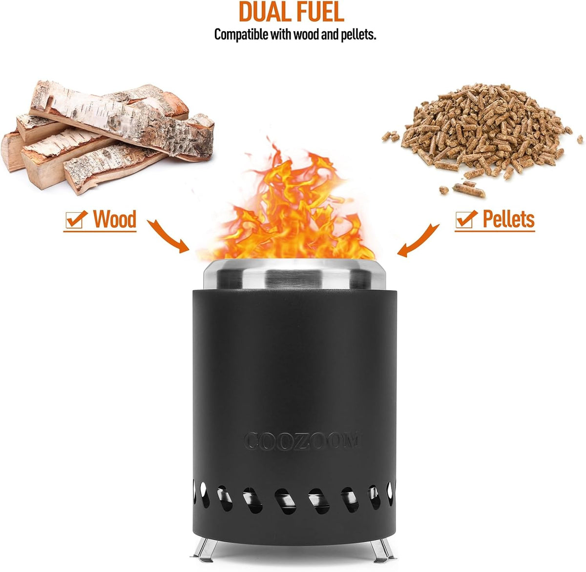 Portable Table Top Fire Pit: 5.5" Stainless Steel Mini Outdo
