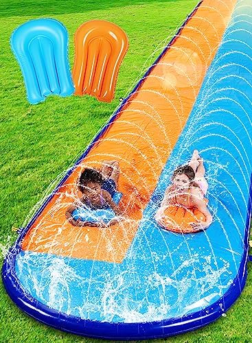 Sloosh Double Water Slide 22.5FT — Heavy-Duty Lawn Slide with Sprinkler & 2 Inflatable Boa