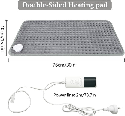 Heating Pad, Electric Heat Pad with 9 Heat Settings & Auto Shut Off, Moist/Dry Heat Therapy Pad for Back Neck Shoulder Pain Relief - 4 Timer Options, Machine Washable 40x76cm(Grey)