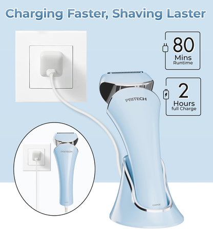 Women,Ladies Shaver,Lady Razor for Legs,Arm,Underarm,Bikini,USB Rechargeable Razor Wet&Dry Cordless for Woman by PRITECH