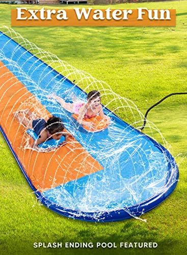 Sloosh Double Water Slide 22.5FT — Heavy-Duty Lawn Slide with Sprinkler & 2 Inflatable Boa