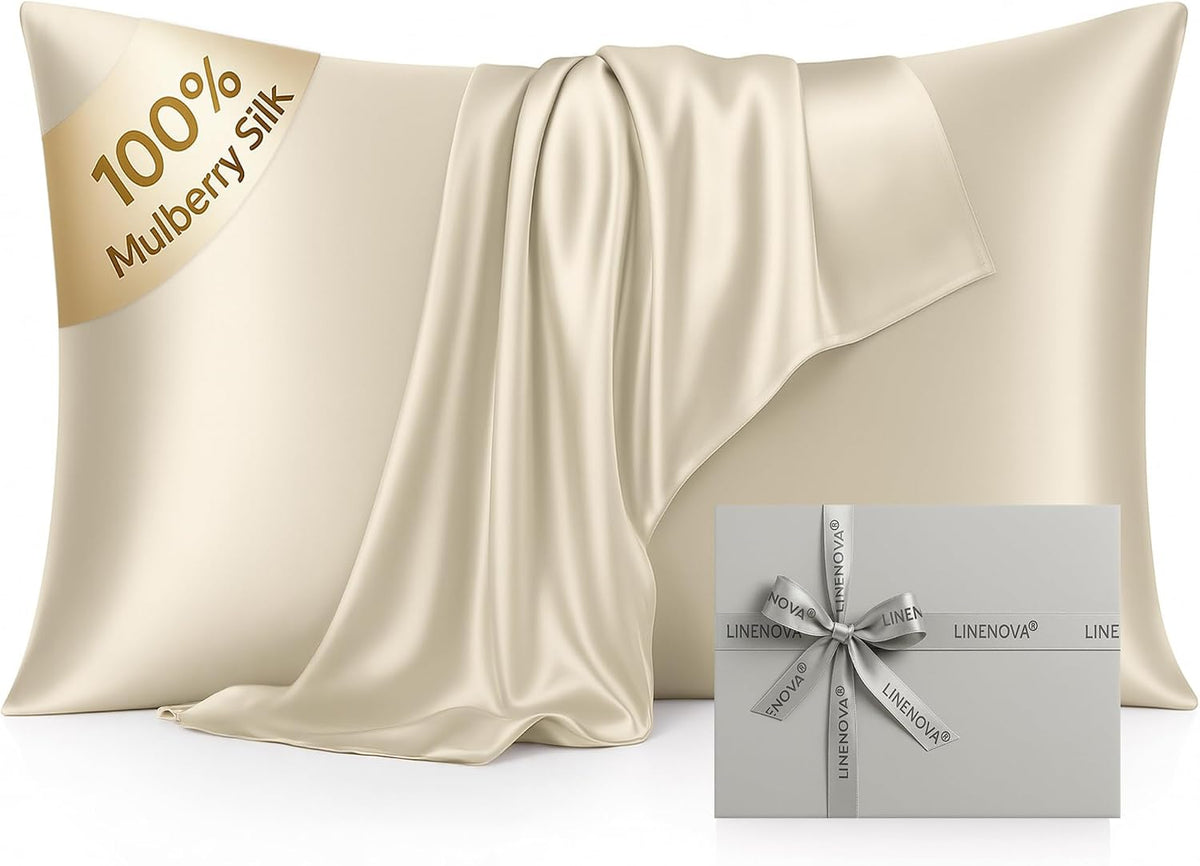 LINENOVA 100% Mulberry Silk Pillowcases Standard/Queen