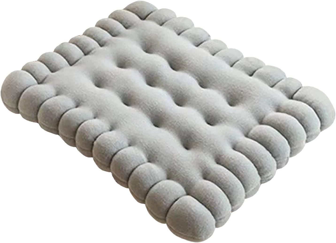 Anyhouz Plush Pillow Gray Square Biscuit Shape Stuffed Soft Pillow Seat Cushion Room Decor