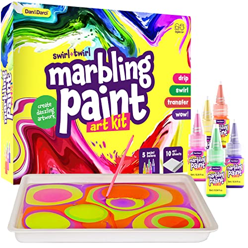 Dan&Darci Marbling Paint Art Kit — Water Marbling Craft for Kids Ages 6-12 2