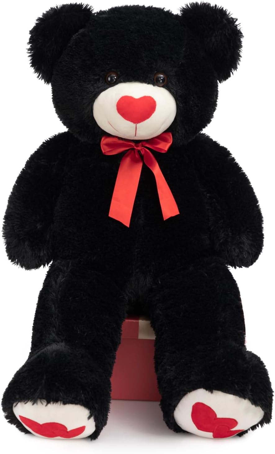 HollyHOME Big Teddy Bear Stuffed Animal Large Bear Plush with Red Heart for Girlfriend and Kids Valentine's Day 36 inch Chocolate