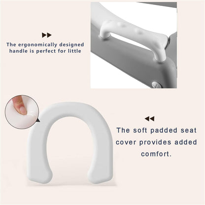 Toilet Potty Training Seat with Step Stool Ladder, Comfortable Safe Potty Seat with Anti-Slip Pads Ladder for Kids Boys Girls Toddlers (Grey)