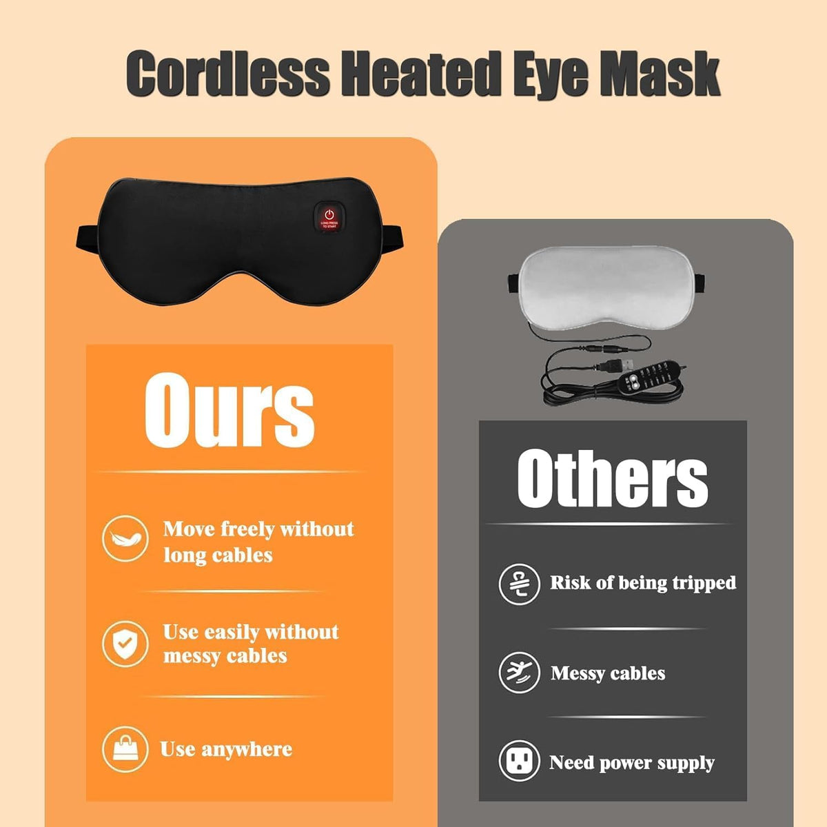Rechargeable Cordless Heated Eye Mask for Dry Eyes - Adjusta