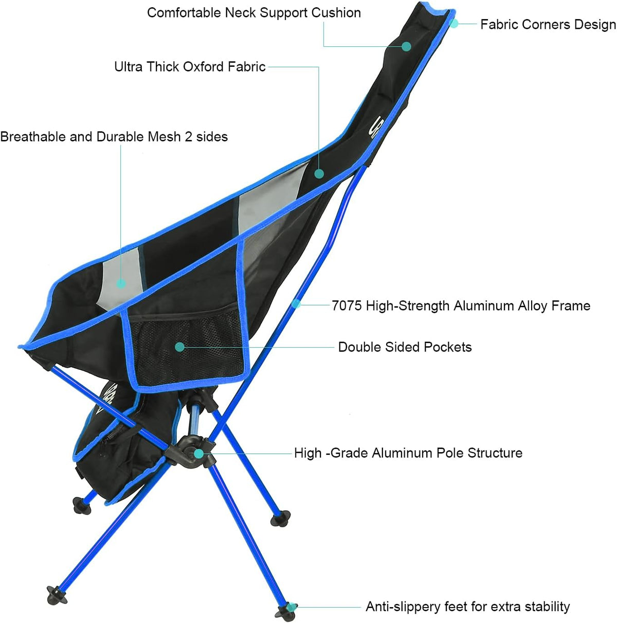 Upgraded Outdoor Camping Chair Portable Lightweight Folding 
