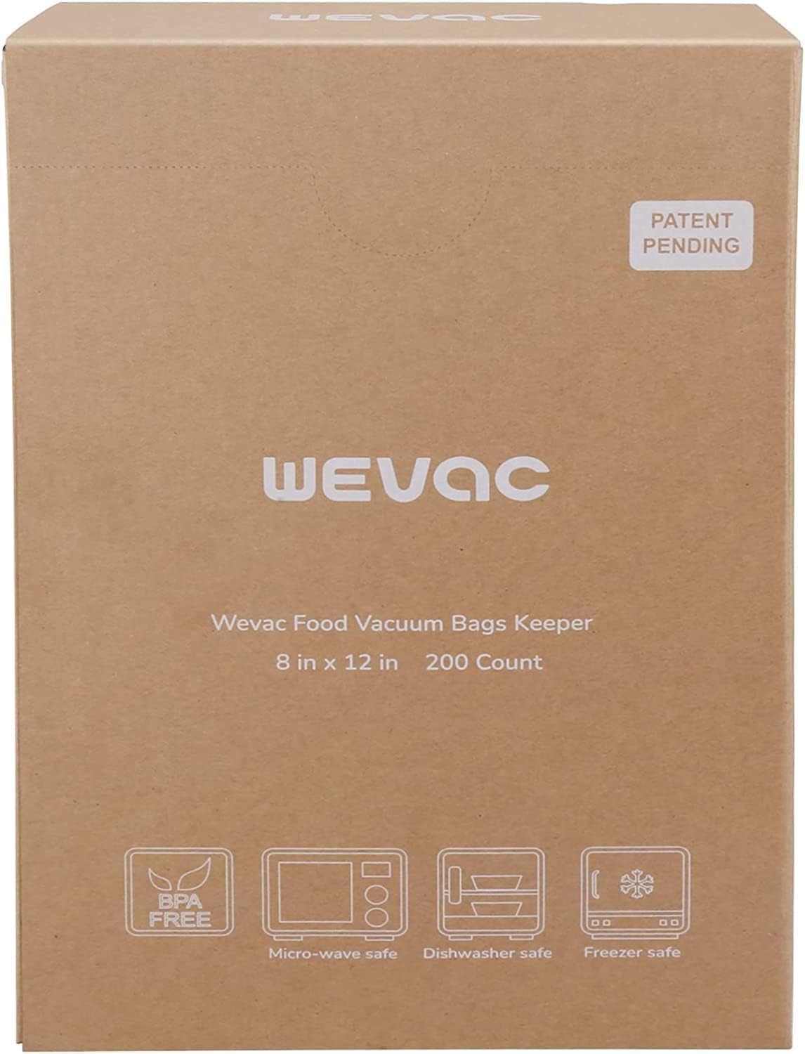 Wevac 20x30cm 200 Count Food Vacuum Sealer Bags Keeper