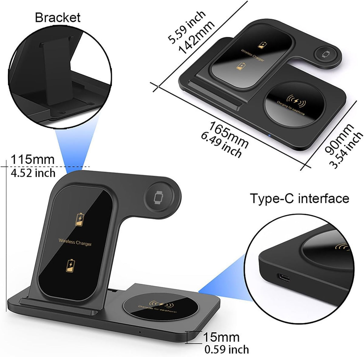 Foldable 3 in 1 Wireless Charging Station for iPhone/Apple