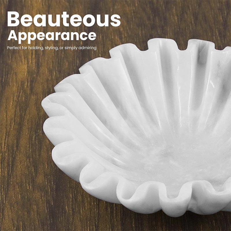 Marble Ruffle Fruit Bowl (White)