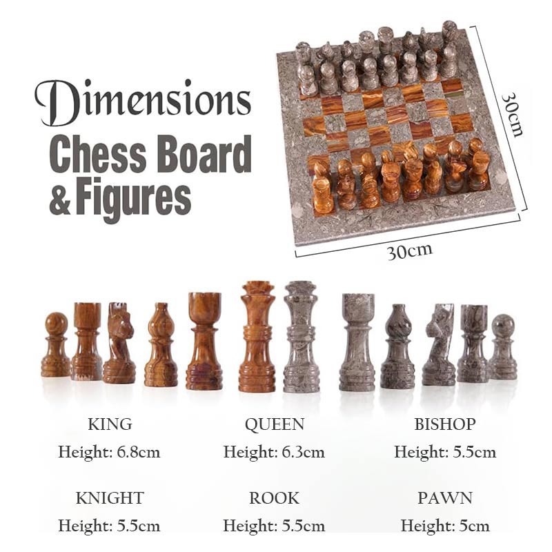 Marble Chess Set 30cm – Oceanic & Red