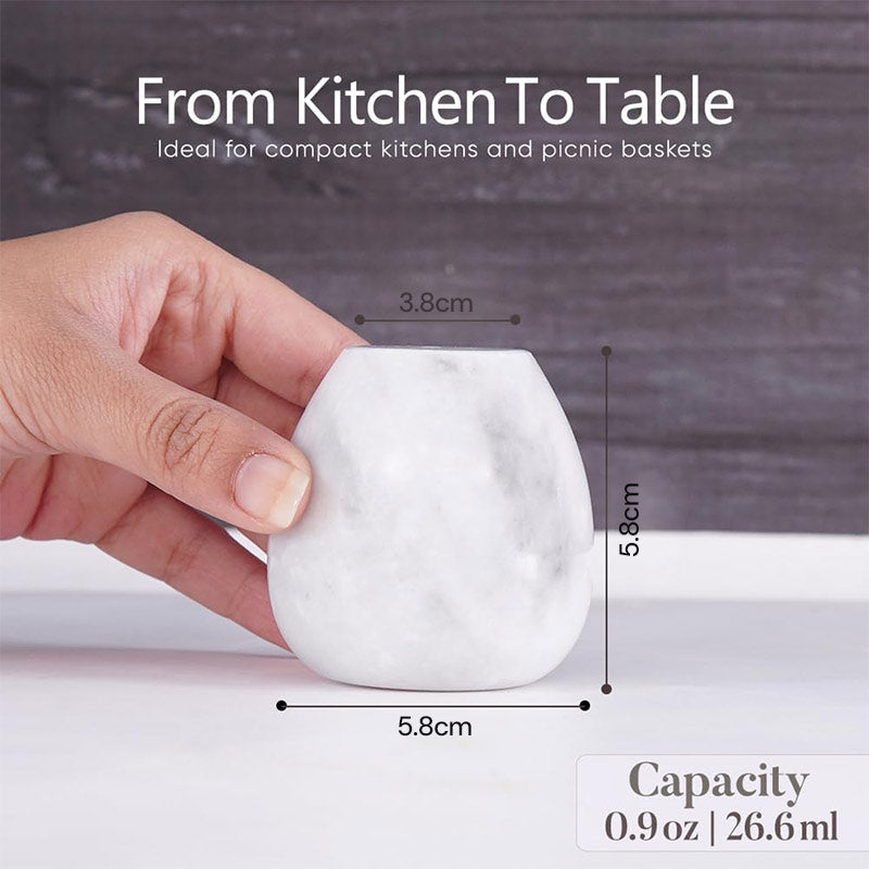 Marble Salt and Pepper Egg Shape Set of 2
