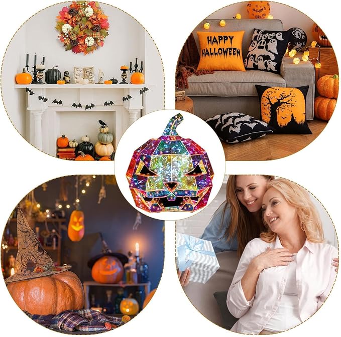 Colorful Pumpkin Prism Lamp — Halloween Art Sculpture Night Light 13