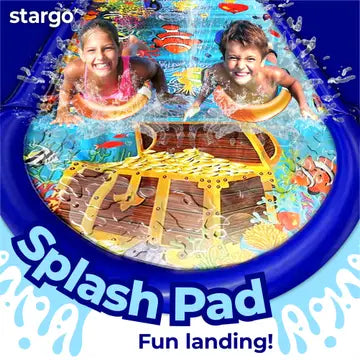 Stargo™ Undersea Twin-Lane Water Slide with Splash Pad & Clownfish Boards – 18ft  | Summer Backyard Fun for Kids