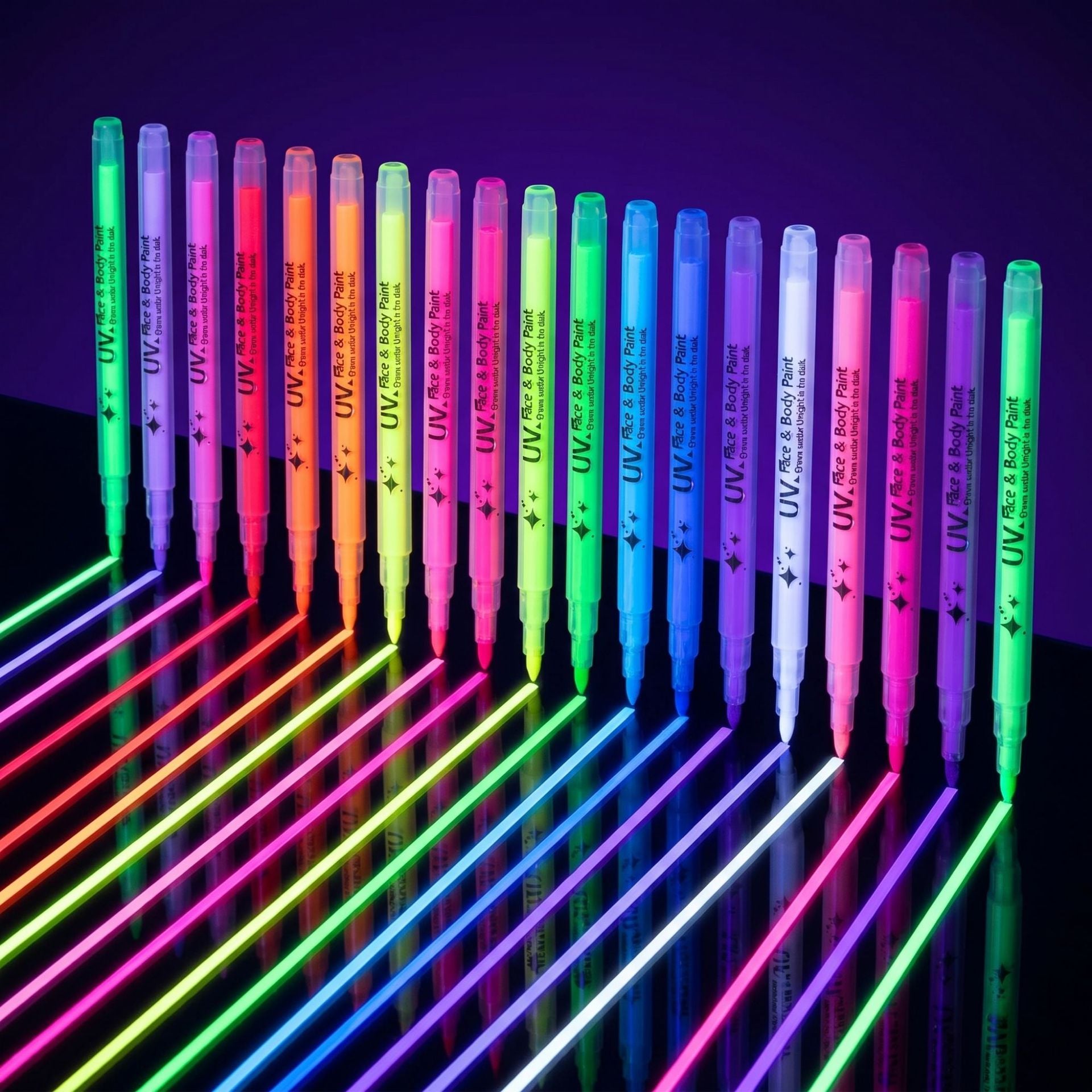 UV Glow Face & Body Paint Markers Set — Halloween Party Kit 16