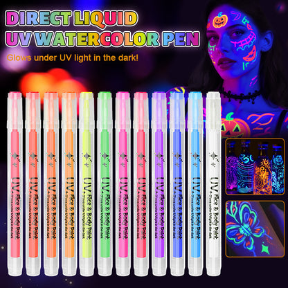 UV Glow Face & Body Paint Markers Set — Halloween Party Kit 13