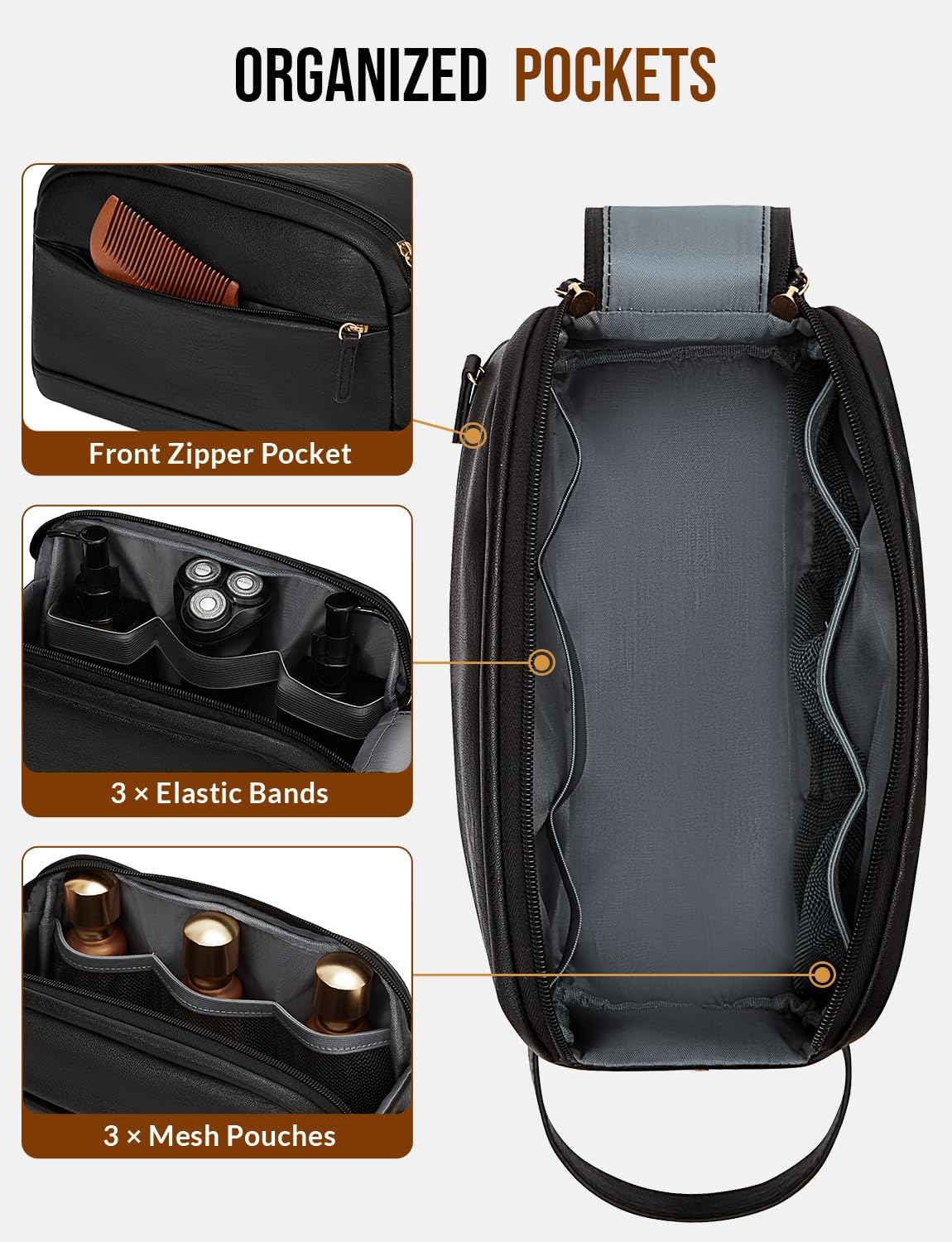 PU Leather Toiletry Bag for Men