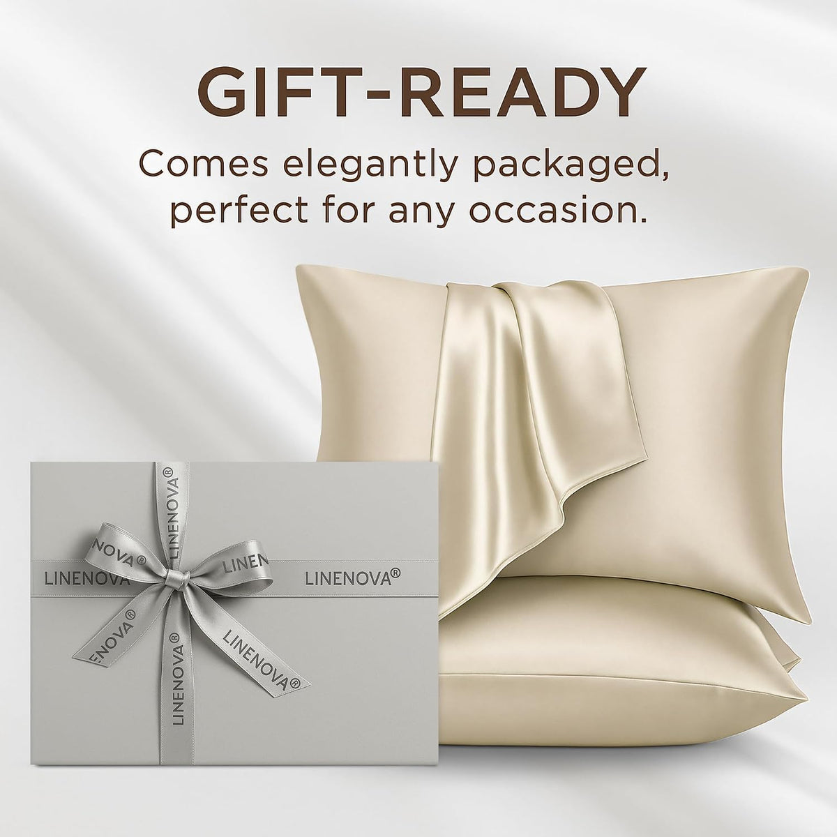 LINENOVA 100% Mulberry Silk Pillowcases Standard/Queen