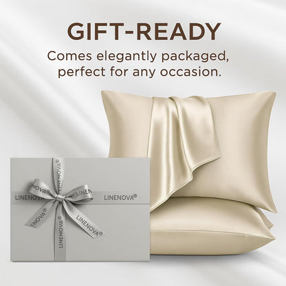 LINENOVA 100% Mulberry Silk Pillowcases Standard/Queen