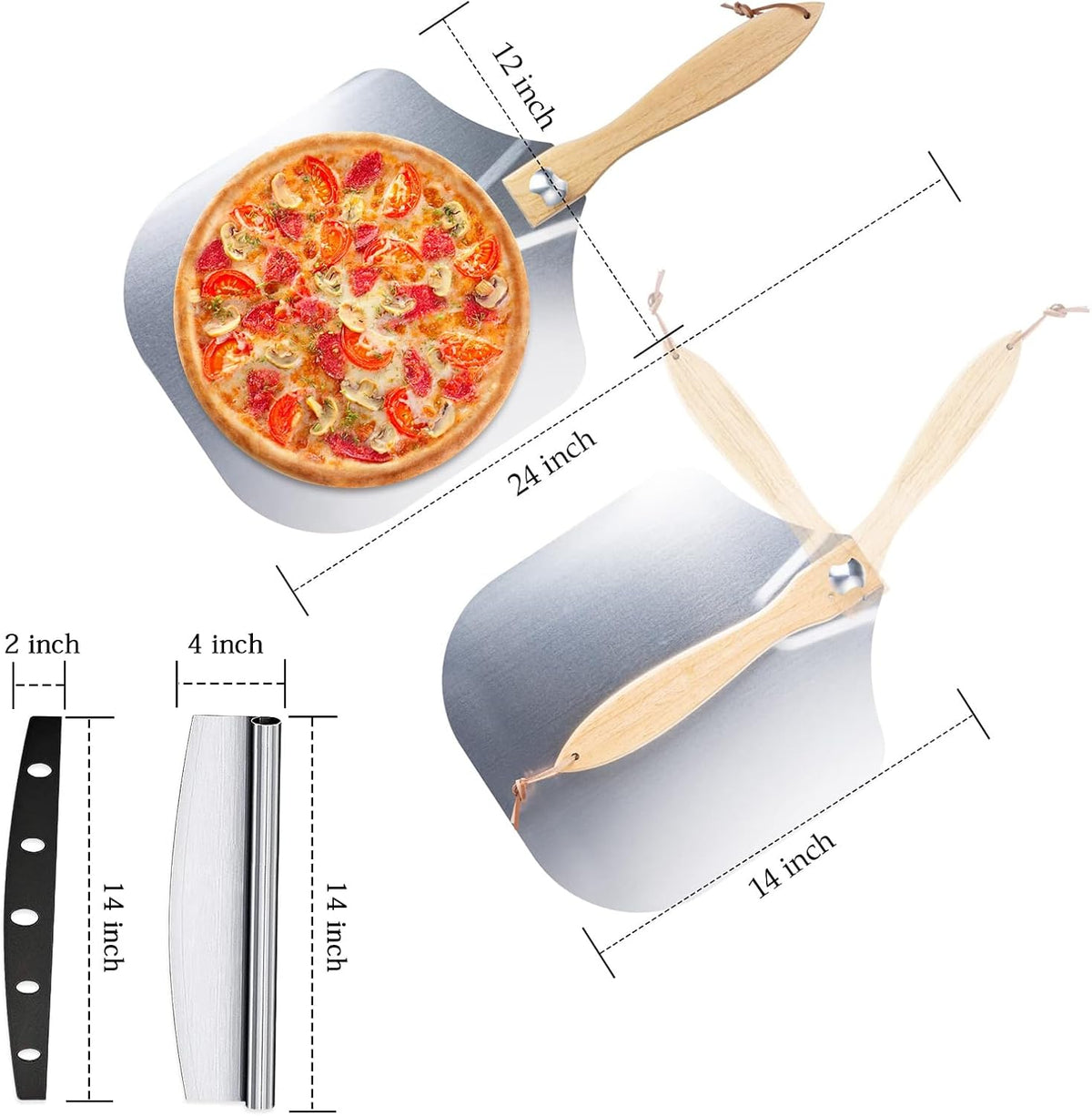 Ninonly 30.5 x 35.5 CM Aluminum Pizza Peel with Foldable Woo