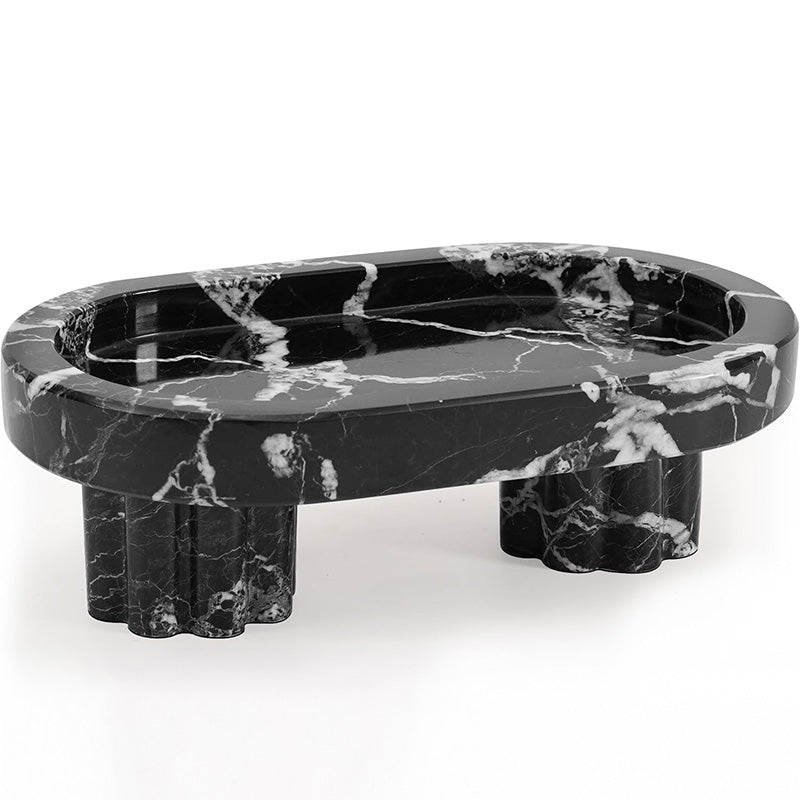 Marble Pedestal Oval Tray