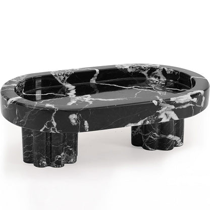 Marble Pedestal Oval Tray