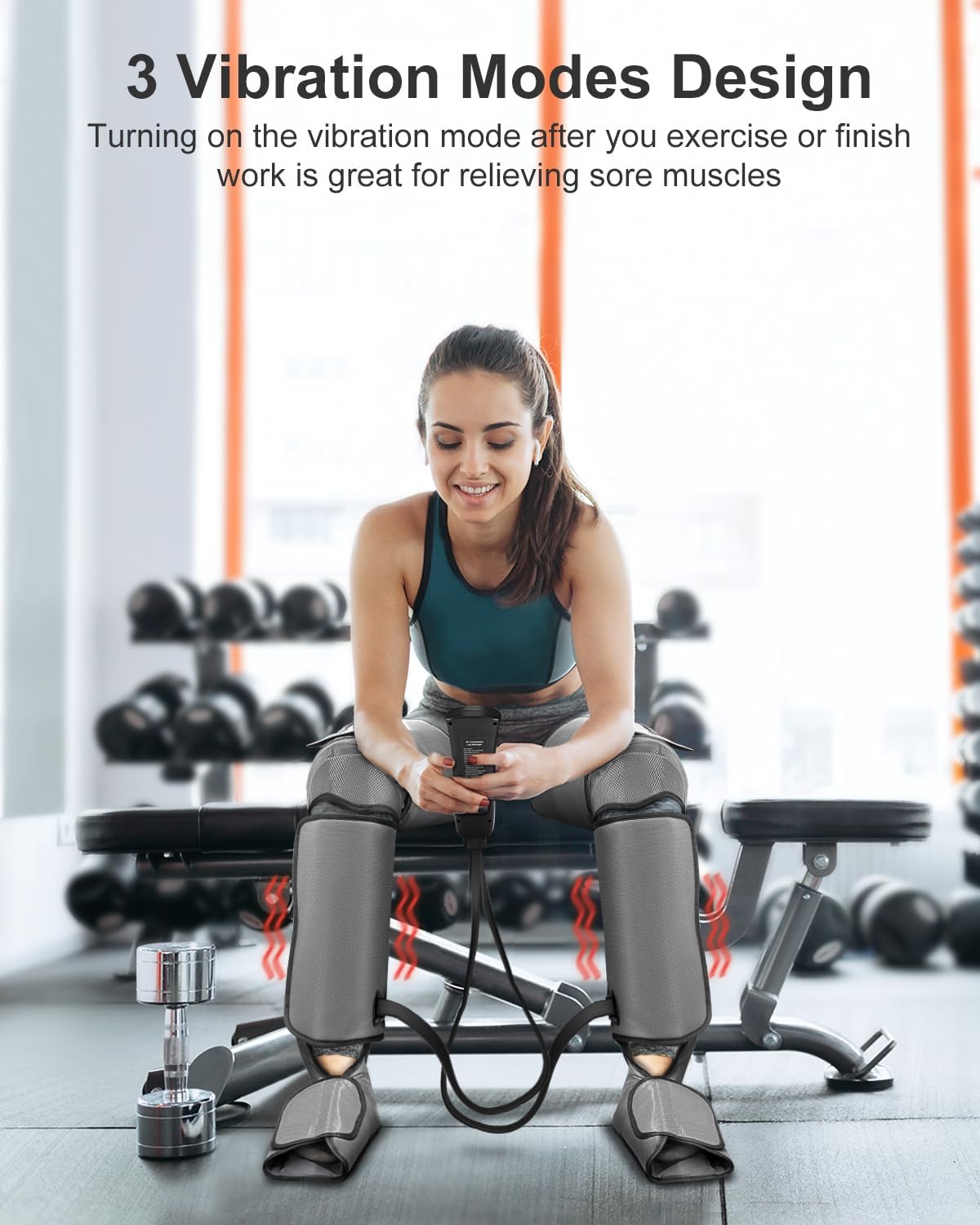 Leg Massager with Air Compression for Circulation and Relaxation, Foot and Calf Massage Machine with Hand-held Controller 2 Modes 3 Intensities, Adjustable Leg Wraps for Home and Office Use