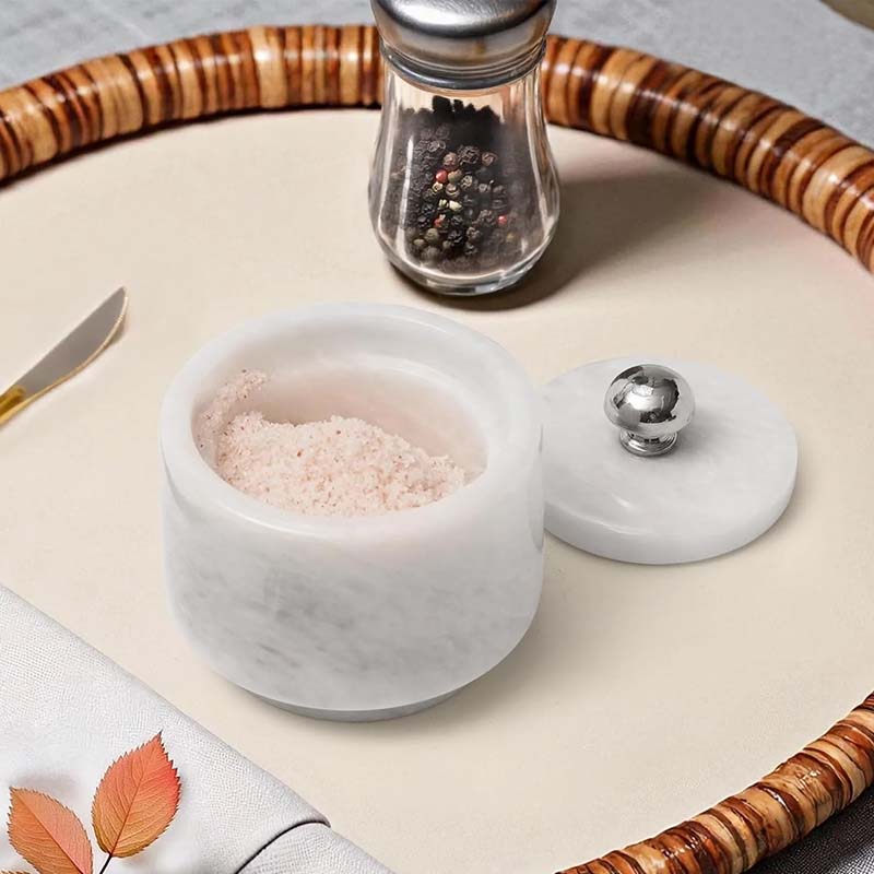 Marble Salt Cellar with Knob