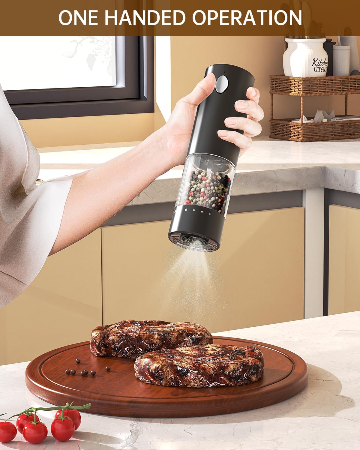 CIRCLE JOY Electric Salt and Pepper Grinder Set Rechargeable