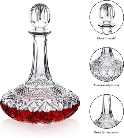 Wine Decanter Set Crystal Decanter for Wine/Whiskey with Sto