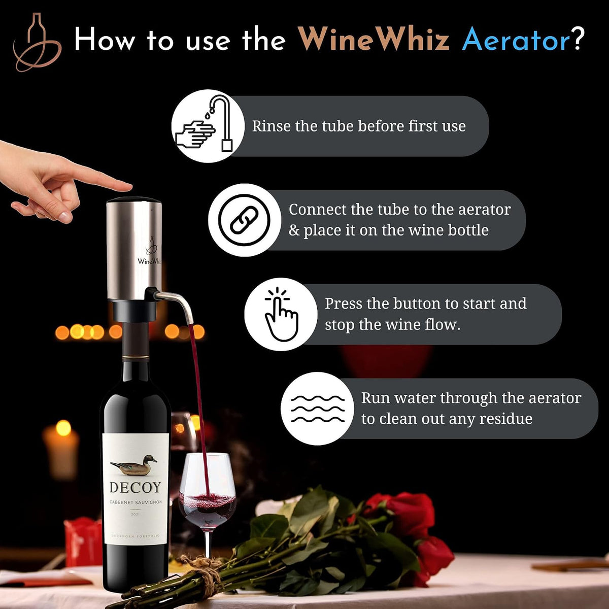 Electric Wine Aerator & Opener Set with Accessories