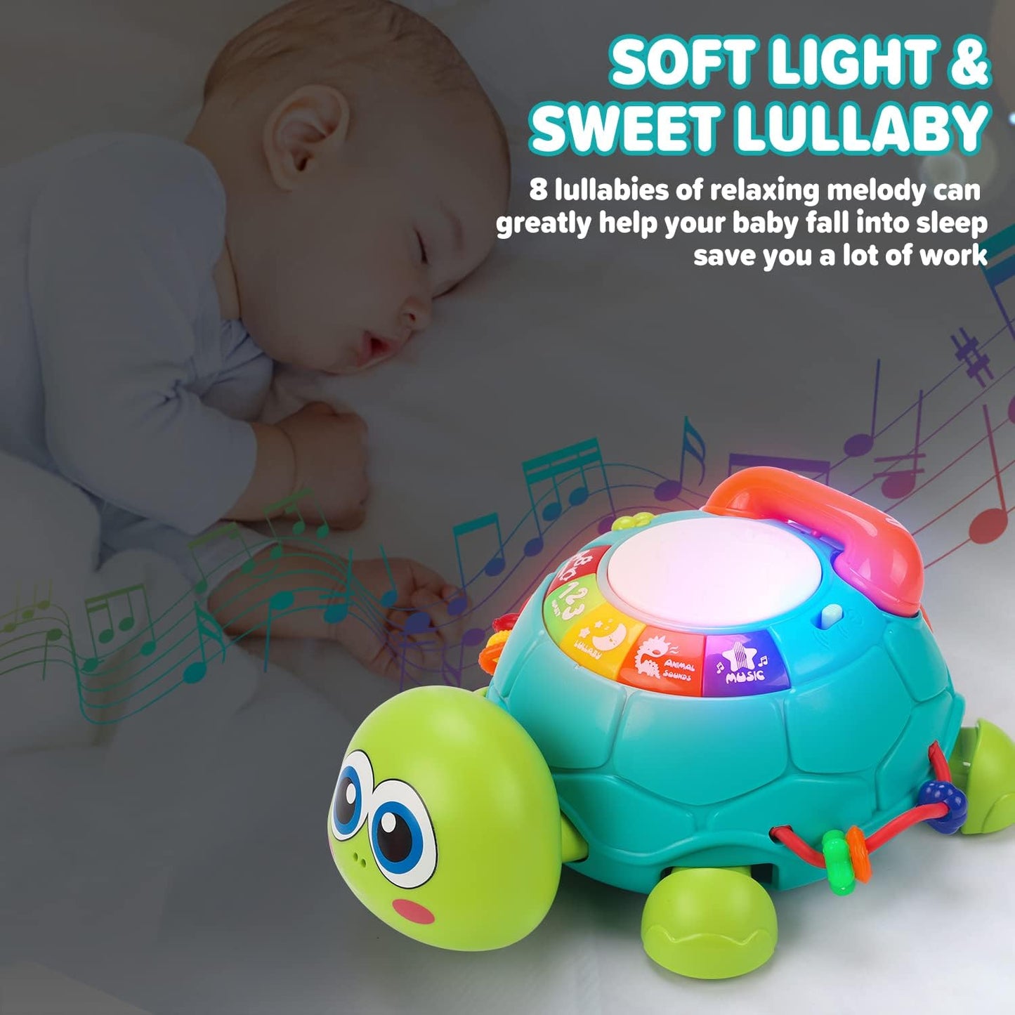 REMOKING Baby Toys 6-12-18 Months,Musical Crawling Turtle Newborn Toy for 1 2 Year Old Boys Girls Toddlers,Early Sensory Game with Lights&Sounds,Phone Call,1st Birthday Present for Baby Boy Girl