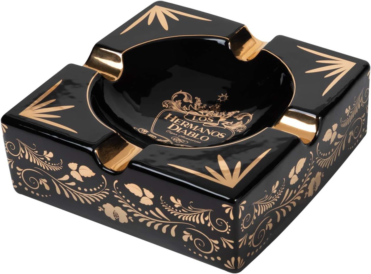 Cigar Ashtray Large Ashtray for Cigarettes Large Quiet Cigar Ashtray for Patio/Outdoor/Indoor Ashtray (Hermanos Diablo)