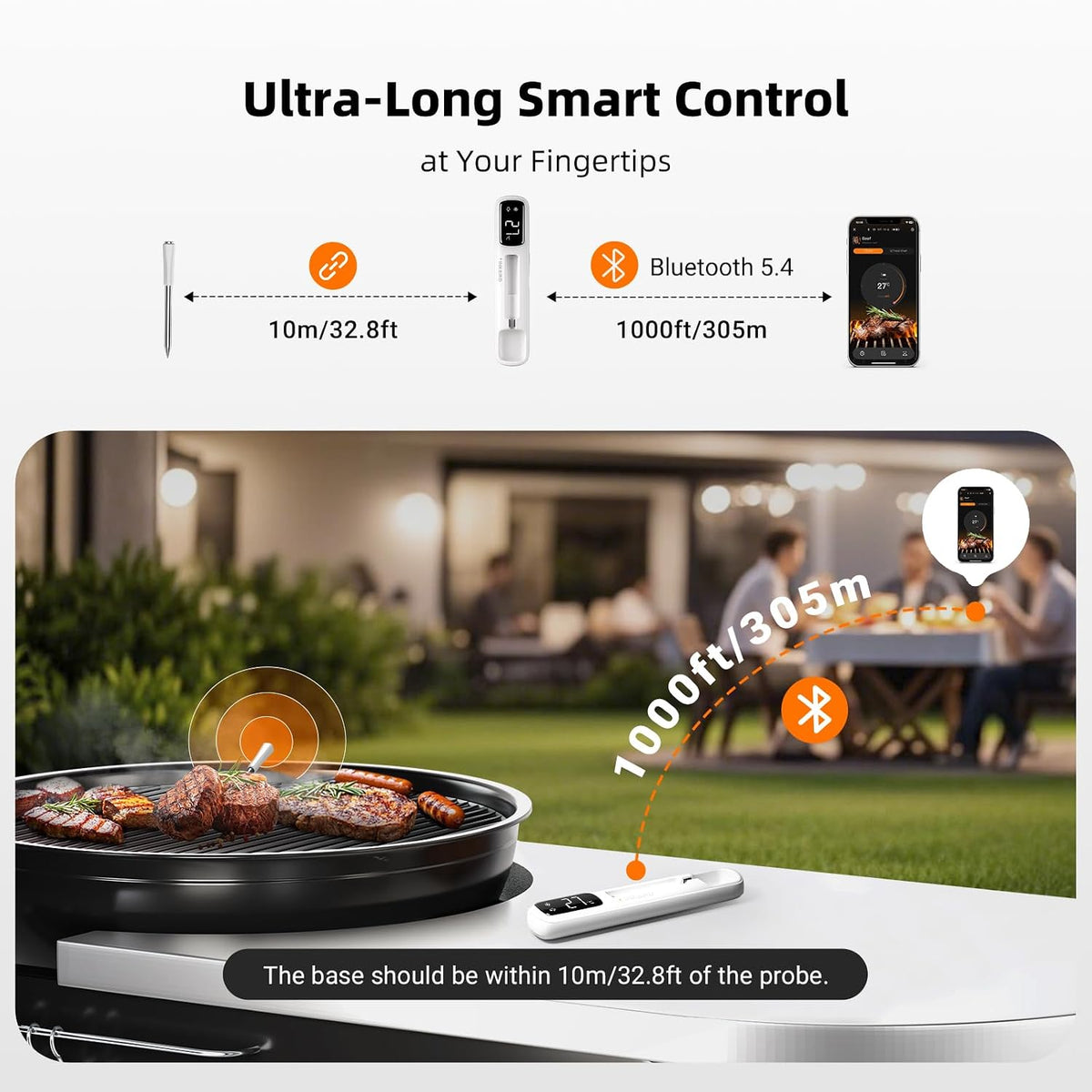 INKBIRD Mini Wireless Meat Thermometer INT-11I-B Bluetooth B