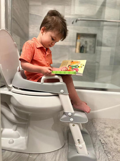 Toilet Potty Training Seat with Step Stool Ladder, Comfortable Safe Potty Seat with Anti-Slip Pads Ladder for Kids Boys Girls Toddlers (Grey)