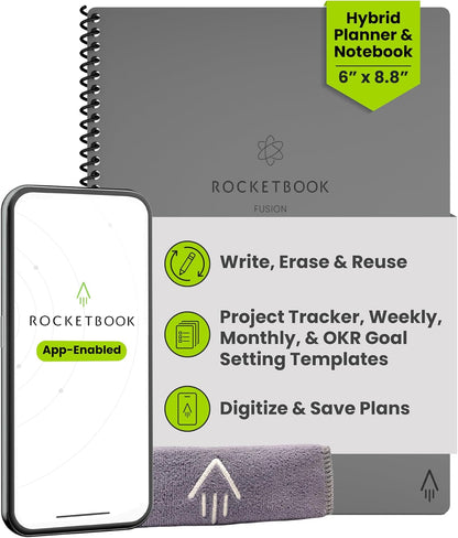 Rocketbook Fusion Smart Reusable Notebook- grey