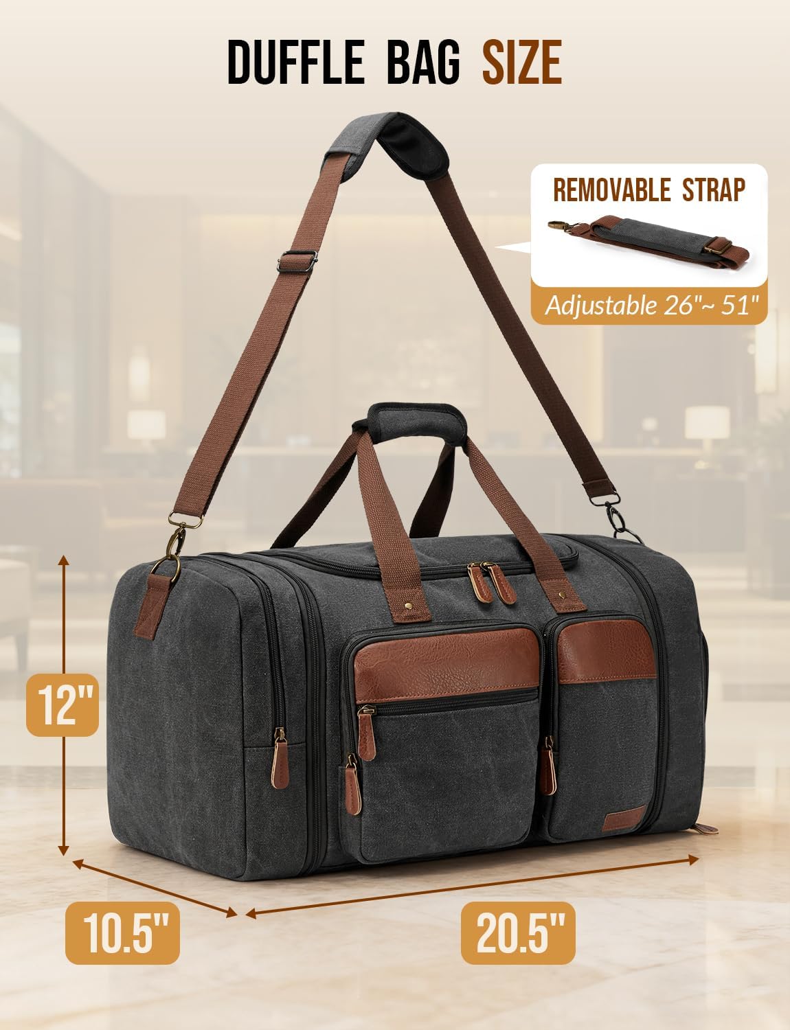 Canvas Duffle Bag for Travel 50L Expandable
