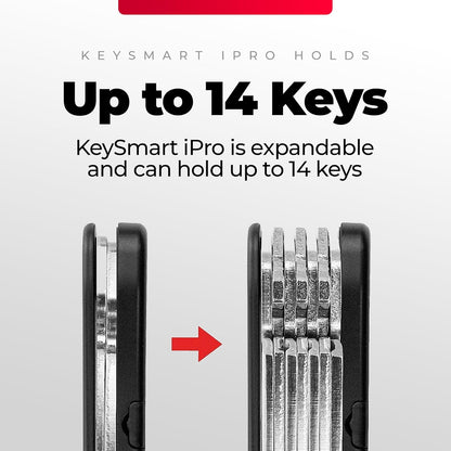KeySmart Pro & iPro- Compact Key Holder w LED Light & Tile Smart Technology, Track Your Lost Keys & Phone, works with Apple Find My App