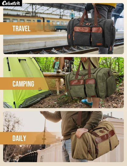 Canvas Duffle Bag for Travel 50L Expandable