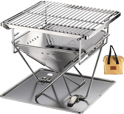 CAMPINGMOON Portable Charcoal Grill 9.65 Inch Stainless Stee